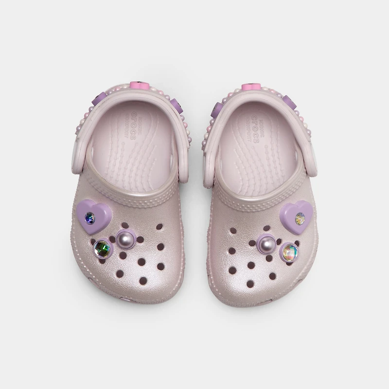 Crocs Infants' Classic Pearls and Heart Shine Clog / Grape Ice