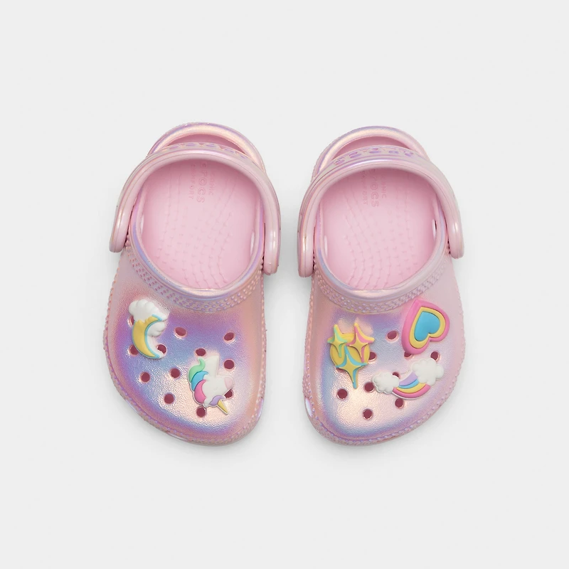 Crocs Toddlers' Classic Unicorn Iridescent Shimmer Clog / Pink Milk