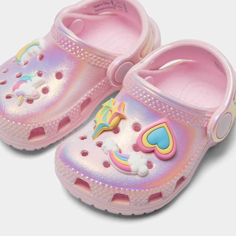 Crocs Toddlers' Classic Unicorn Iridescent Shimmer Clog / Pink Milk