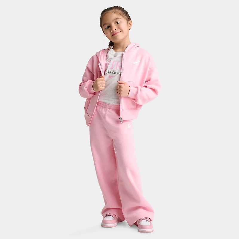 Nike Children's Fullzip Hoodie Wide Leg Pant Set / Medium Soft Pink
