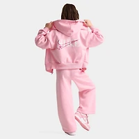 Nike Children's Fullzip Hoodie Wide Leg Pant Set / Medium Soft Pink