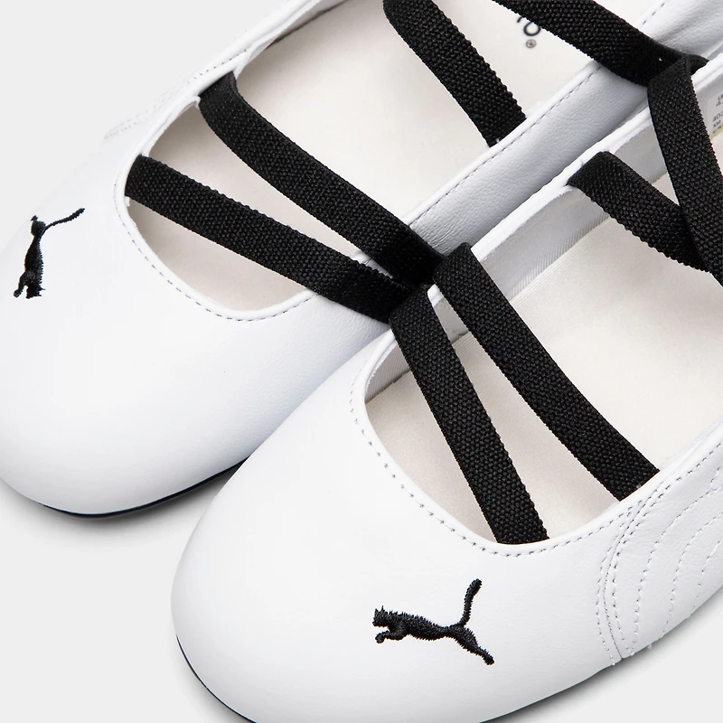 PUMA Femmes Speedcat Ballet en cuir Blanc / Noir