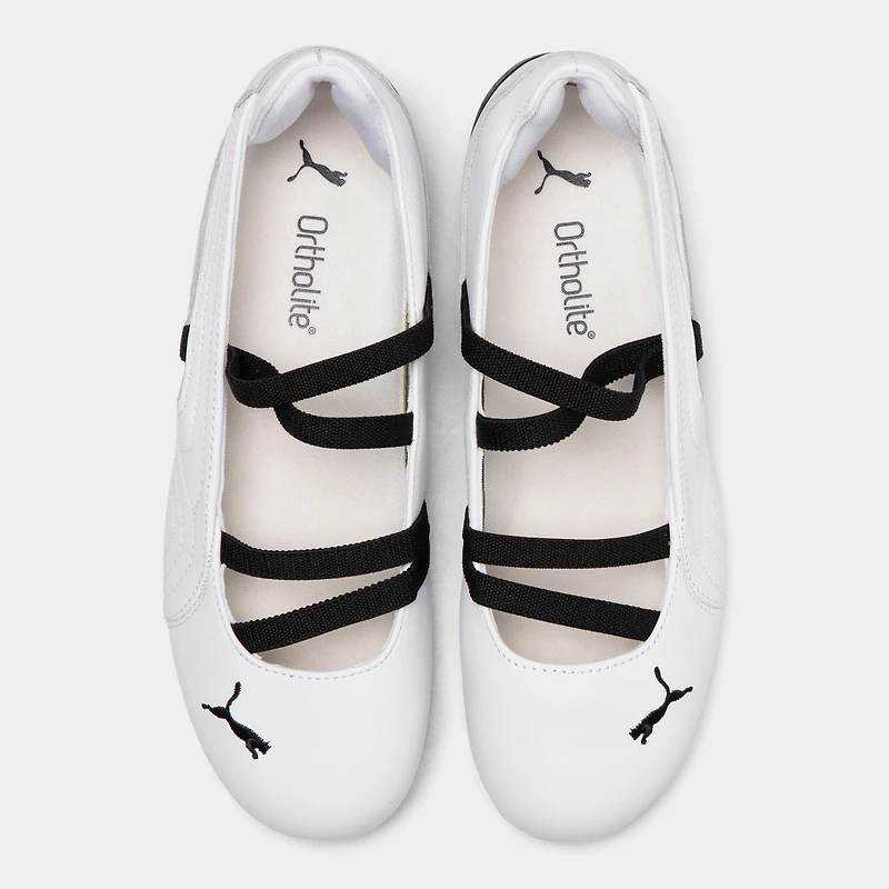 PUMA Femmes Speedcat Ballet en cuir Blanc / Noir