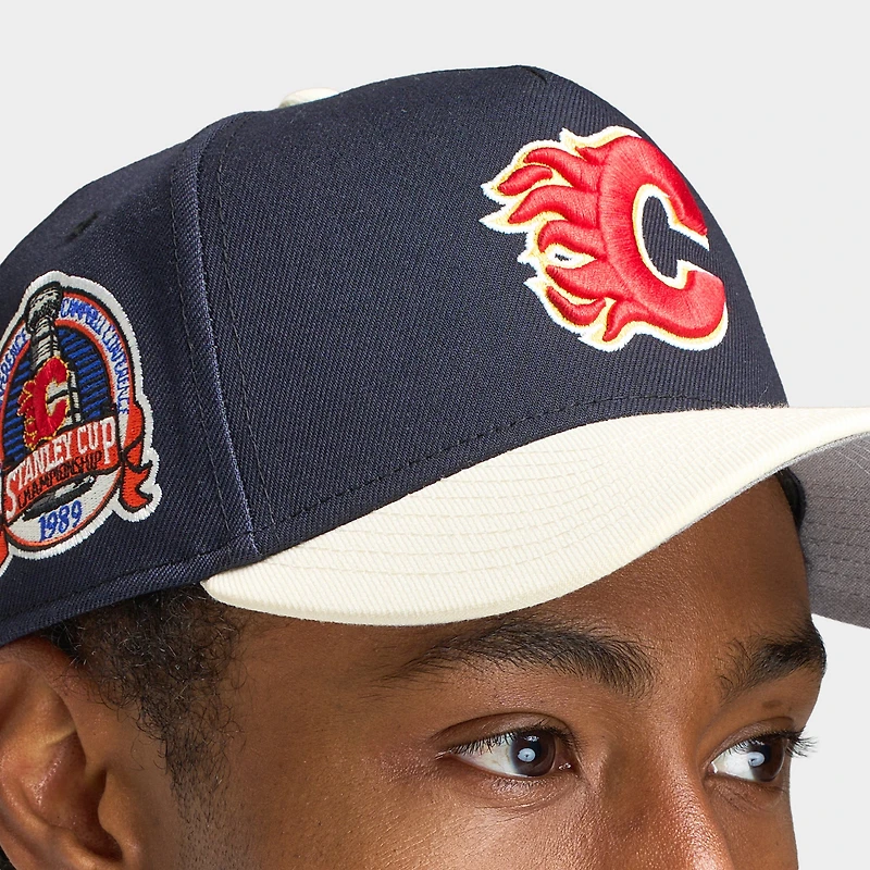 New Era Calgary Flames 9FORTY A-Frame Bleu Marine / Chrome