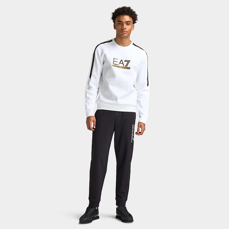 EA7 Gold Chest Logo Crew / White