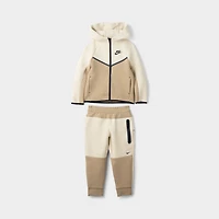 Nike Sportswear Children's Tech Fleece Full Zip Hoodie Set / Light Khaki