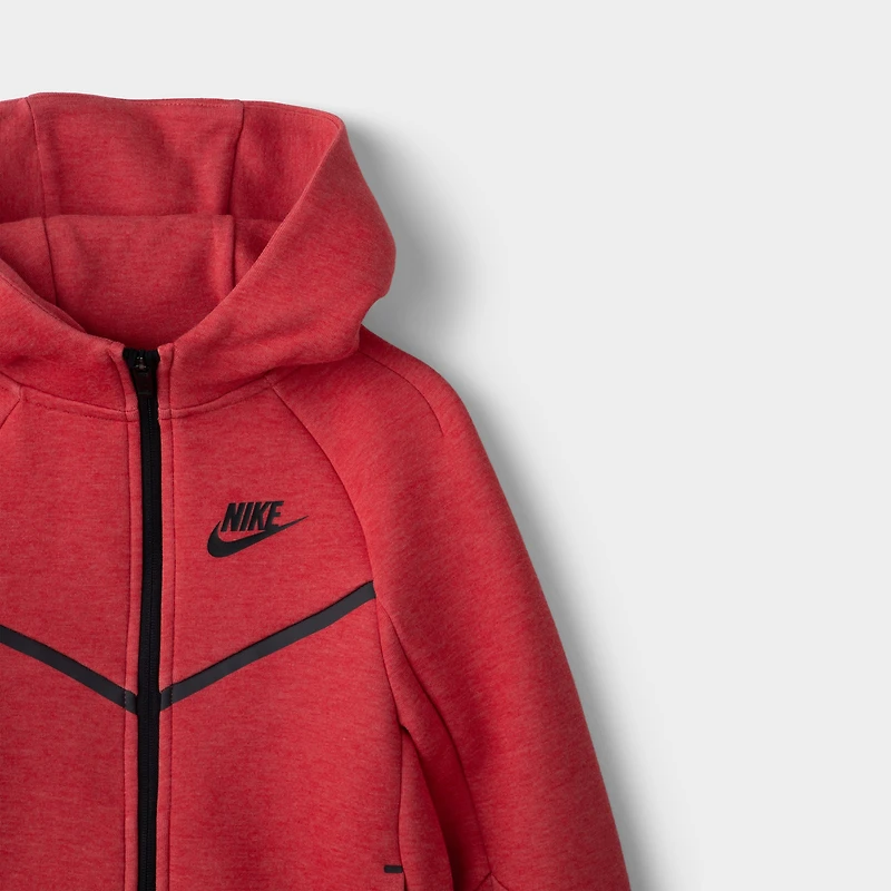 Nike Sportswear Enfants Garçons Tech Fleece Full Zip Ensemble Chandail à Capuchon Rouge Universitaire Clair / Heather