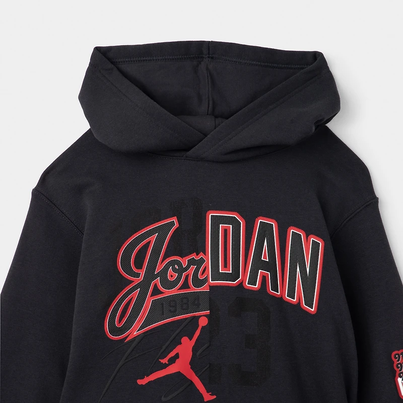 Jordan Juniors' Varsity Split Pullover Hoodie Off Noir / Gym Red