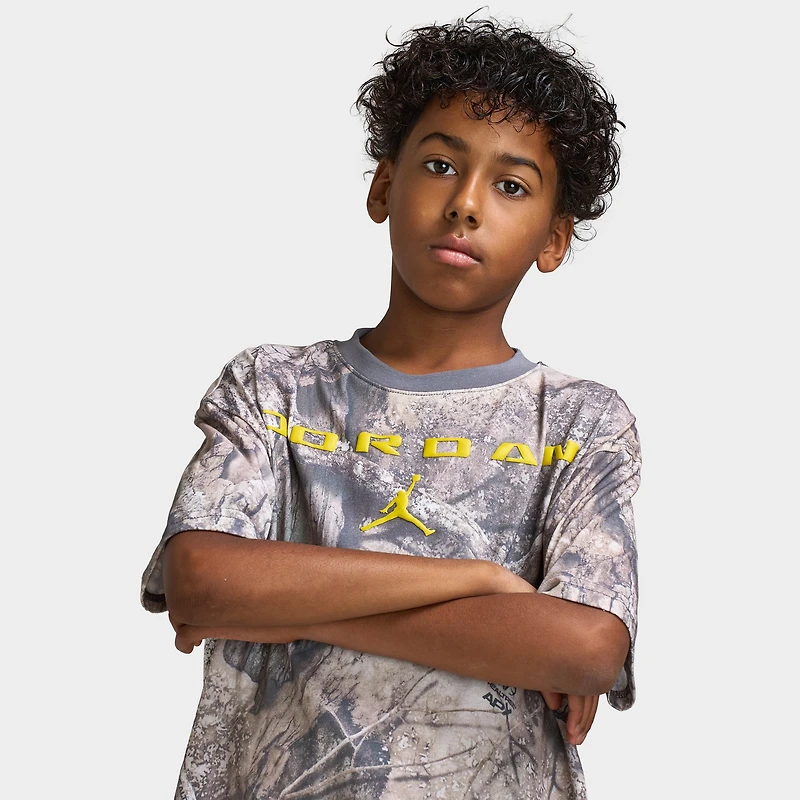 Jordan Junior Boys' MJ Brooklyn Real Tree AOP T-Shirt / Swan