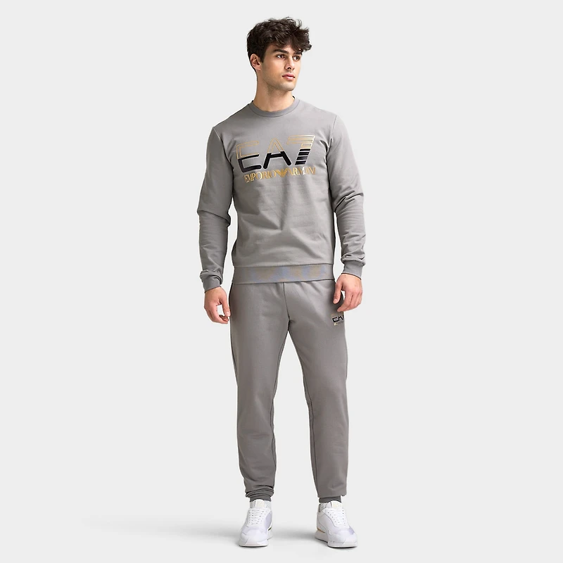 EA7 Gold Chest Logo Crew Jogging Set / Grey