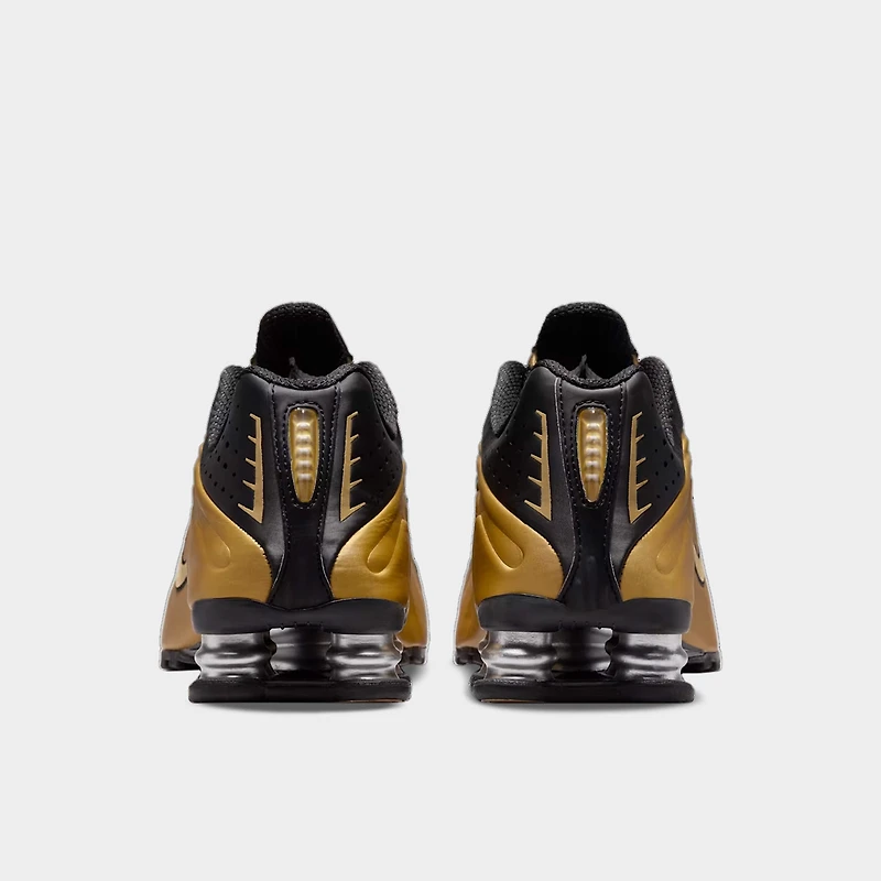 Nike Femmes Shox R4 Noir / Or Métallique - Argent