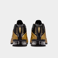 Nike Femmes Shox R4 Noir / Or Métallique - Argent