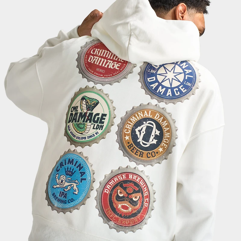 Criminal Damage Hommes motif bouteille de bière Chandail à Capuche / Blanc cassé