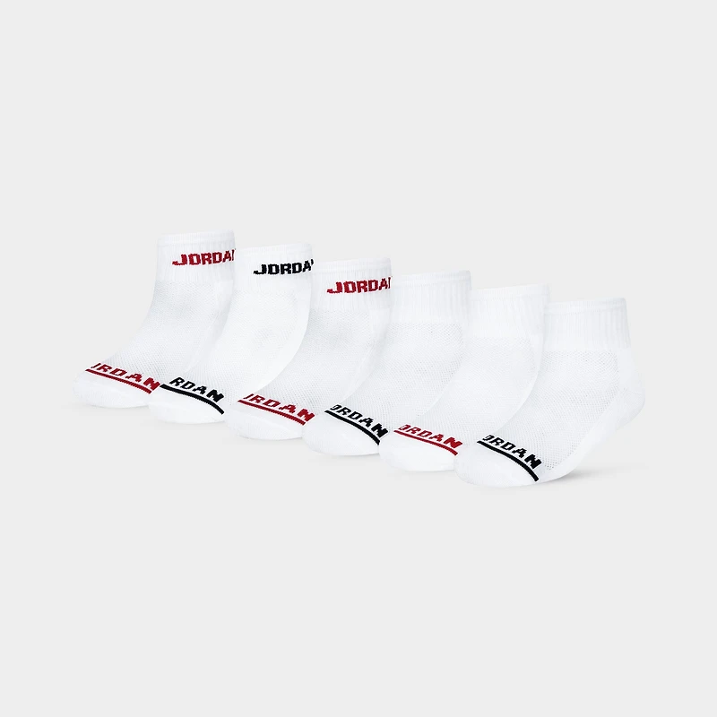 Jordan Legend Juniors' (6 Pack) Ankle Sock White / Black - Gym Red