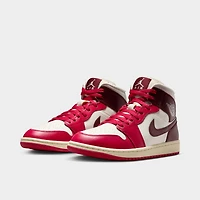 Jordan Women's 1 Mid Sail / Dark Team Red - Mystic Hibiscus