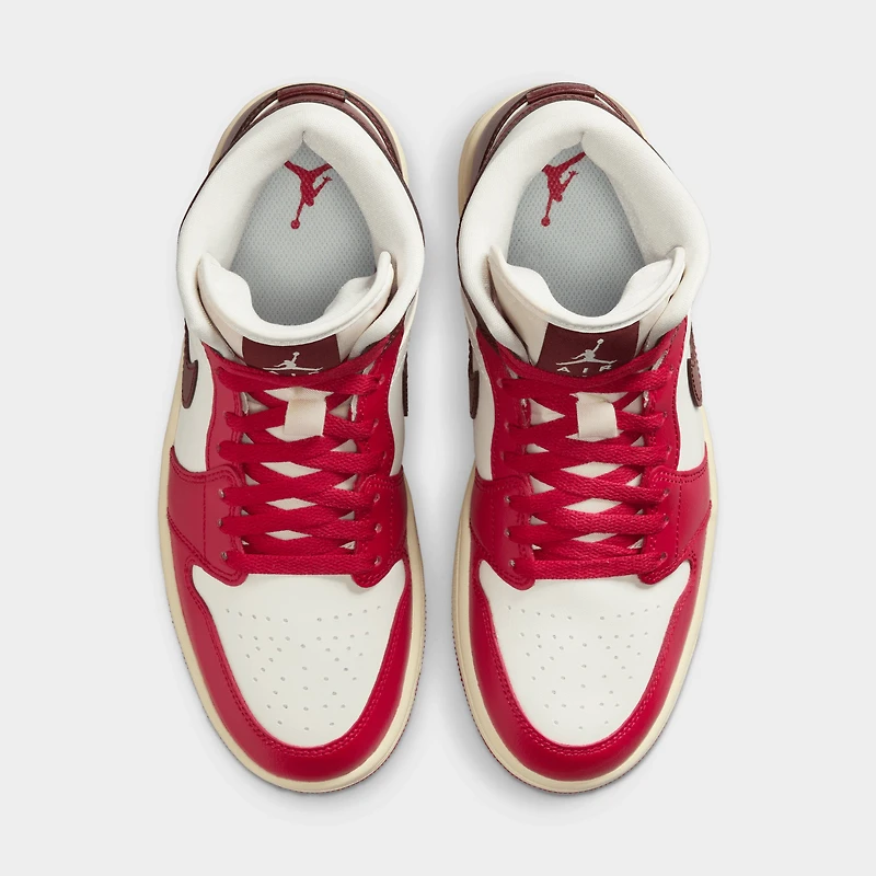 Jordan Women's 1 Mid Sail / Dark Team Red - Mystic Hibiscus