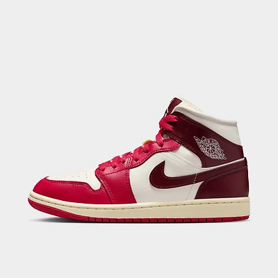 Jordan Women's 1 Mid Sail / Dark Team Red - Mystic Hibiscus