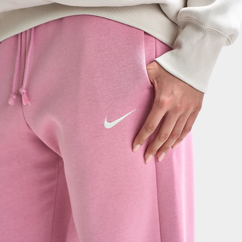 Nike Sportswear Women's Phoenix Fleece High Waisted Wide Leg Tracksuit Bottoms Elemental Pink / Sail