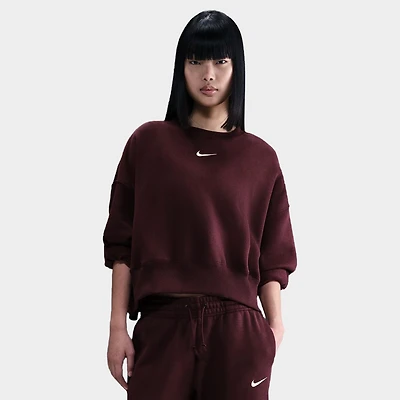 Nike Sportswear Women's Phoenix Fleece Over-Oversized Crewneck Burgundy Crush / Sail