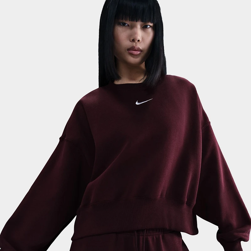 Nike Sportswear Women's Phoenix Fleece Over-Oversized Crewneck Burgundy Crush / Sail