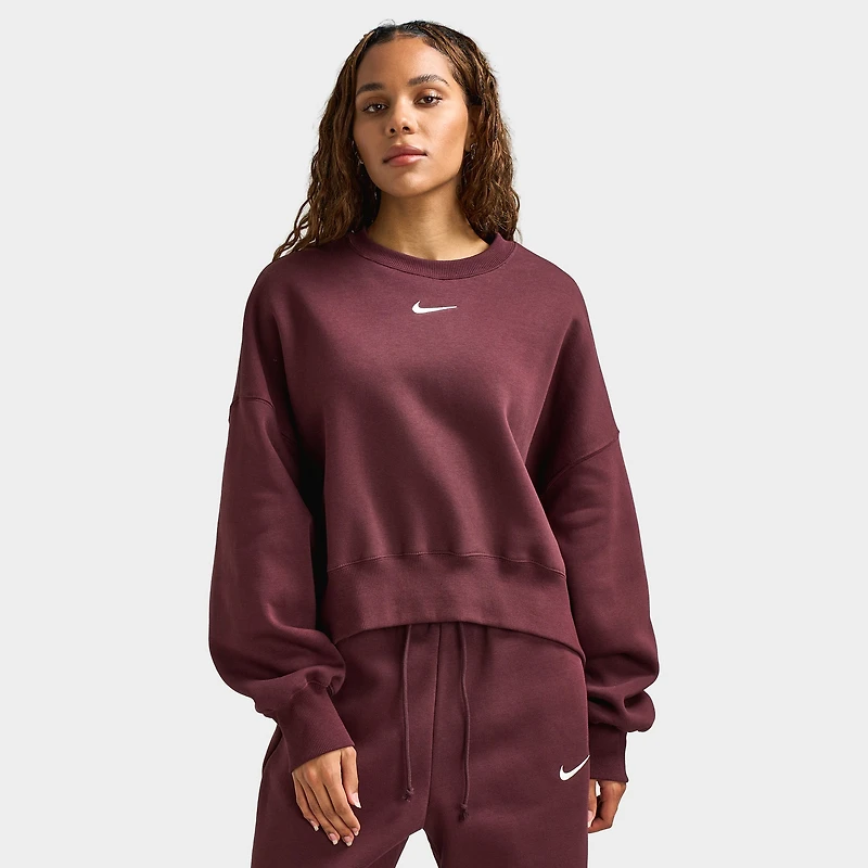 Nike Sportswear Women's Phoenix Fleece Over-Oversized Crewneck Burgundy Crush / Sail