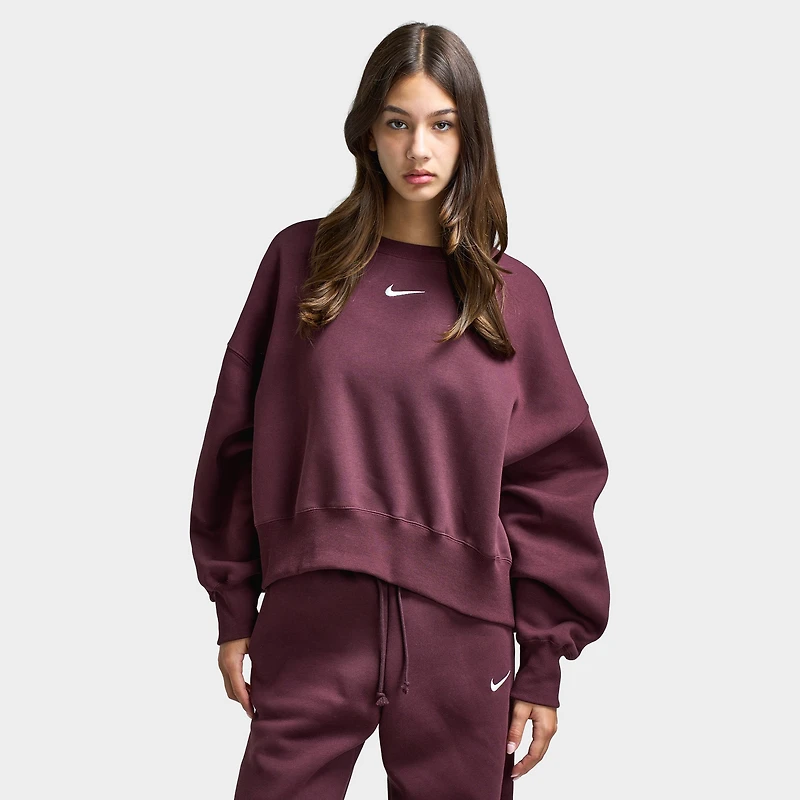 Nike Sportswear Women's Phoenix Fleece Over-Oversized Crewneck Burgundy Crush / Sail