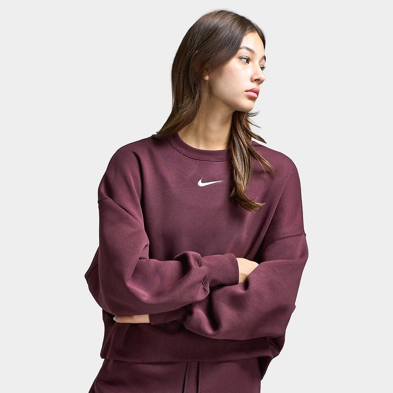 Nike Sportswear Women's Phoenix Fleece Over-Oversized Crewneck Burgundy Crush / Sail