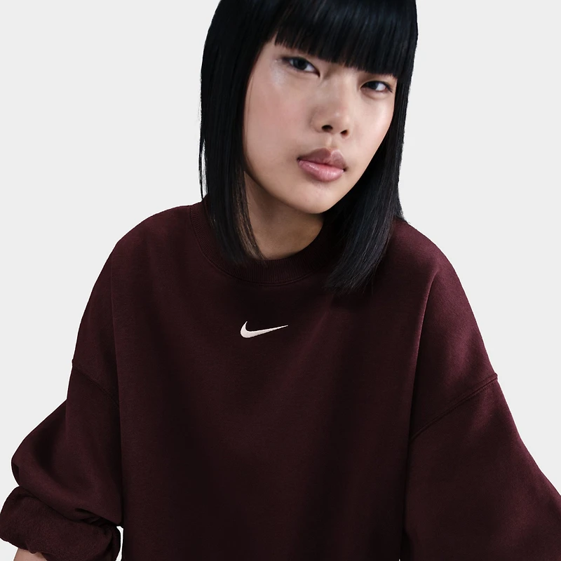 Nike Sportswear Women's Phoenix Fleece Over-Oversized Crewneck Burgundy Crush / Sail