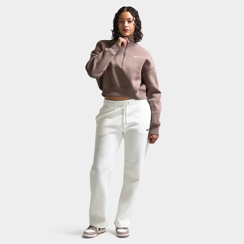 Nike Sportswear Women's Phoenix Fleece Half-Zip Cropped Sweatshirt Mink Brown / Sail