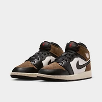 Jordan 1 Mid GS Noir / Phantom Palomino - Rouge Université