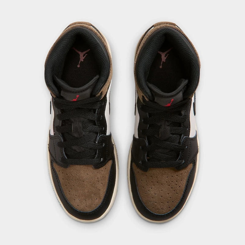 Jordan 1 Mid GS Black / Phantom Palomino - University Red