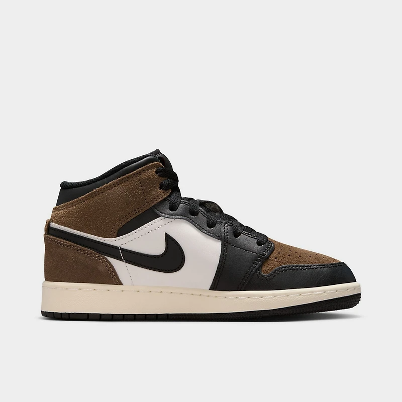 Jordan 1 Mid GS Noir / Phantom Palomino - Rouge Université