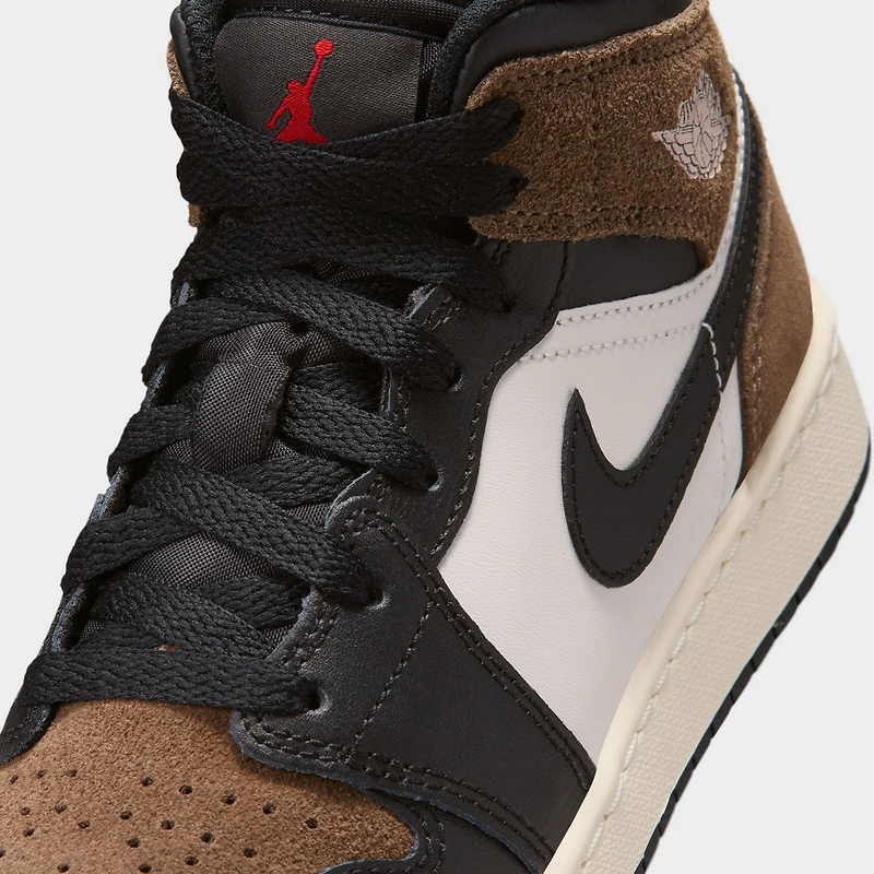 Jordan 1 Mid GS Noir / Phantom Palomino - Rouge Université