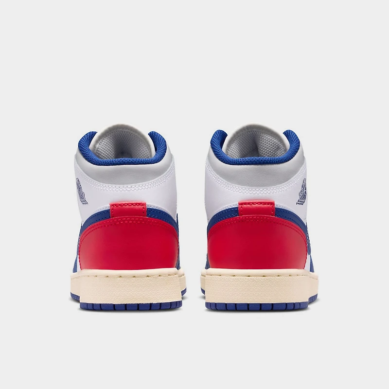Jordan 1 Mid GS White / Deep Royal Blue - University Red