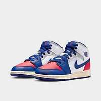 Jordan 1 Mid GS White / Deep Royal Blue - University Red