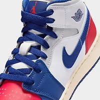 Jordan 1 Mid GS White / Deep Royal Blue - University Red