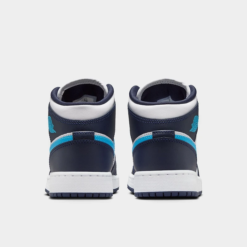Jordan 1 Mid GS Obsidienne / Bleu poudre foncé - Blanc