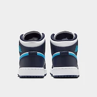 Jordan 1 Mid GS Obsidienne / Bleu poudre foncé - Blanc