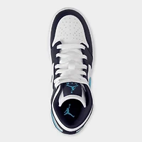 Jordan 1 Mid GS Obsidienne / Bleu poudre foncé - Blanc
