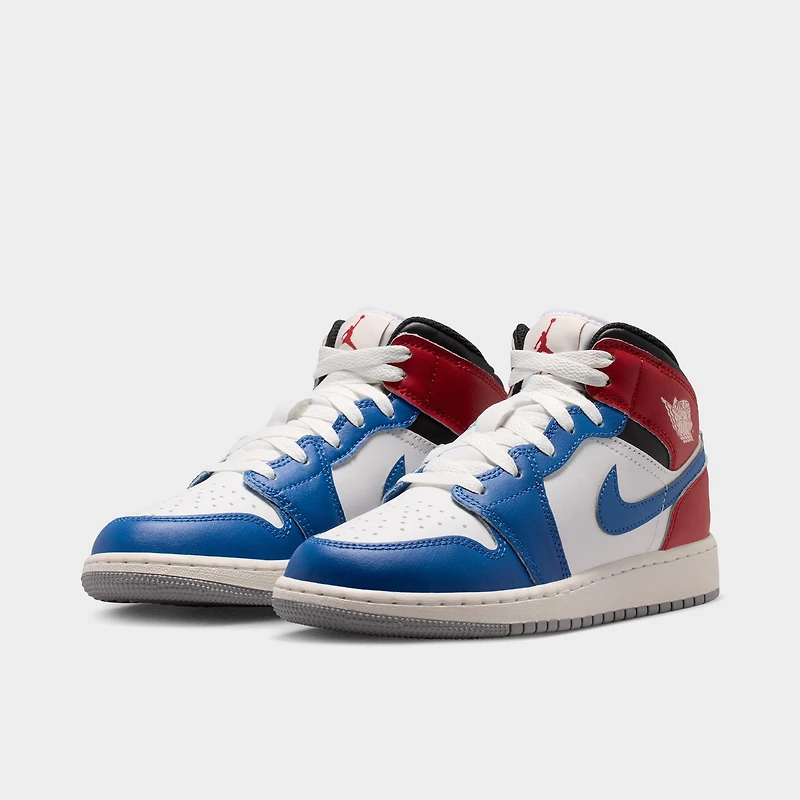 Jordan 1 Mid GS True Blue / Summit White - Varsity Red