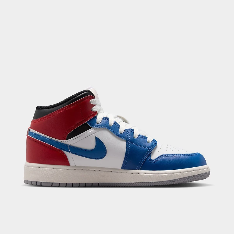 Jordan 1 Mid GS True Blue / Summit White - Varsity Red