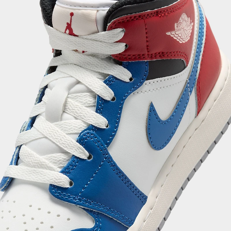 Jordan 1 Mid GS True Blue / Summit White - Varsity Red