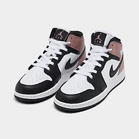 Jordan 1 Mid GS Blanc / Noir - Rose Rouille