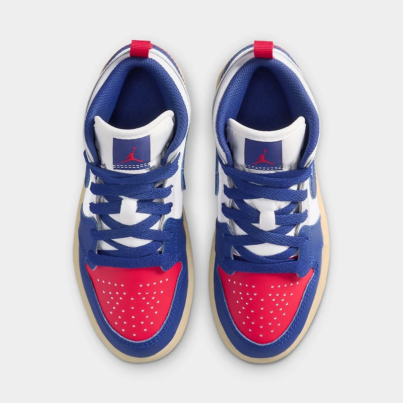 Jordan 1 Mid PS White / Deep Royal Blue - University Red