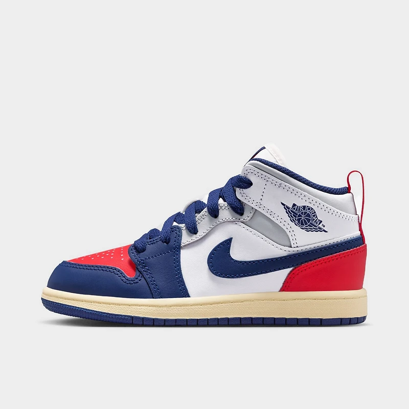 Jordan 1 Mid PS White / Deep Royal Blue - University Red