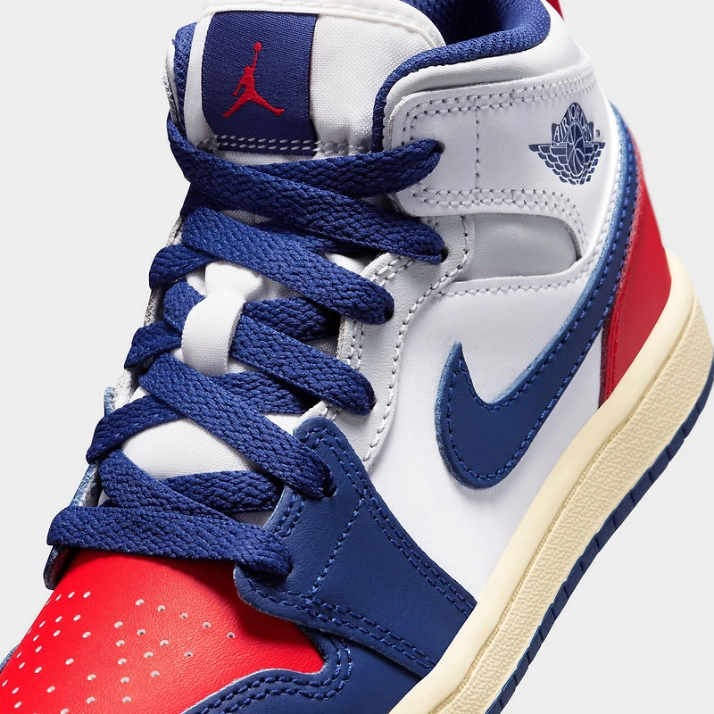 Jordan 1 Mid PS White / Deep Royal Blue - University Red
