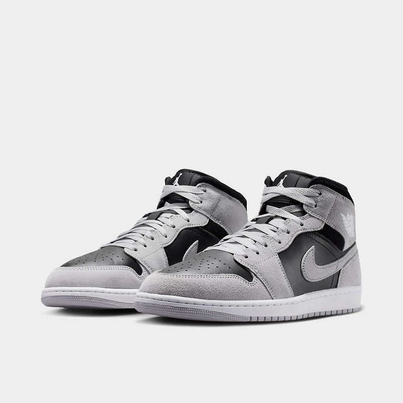 Jordan 1 Mid Gris Fumé Clair / Blanc - Noir