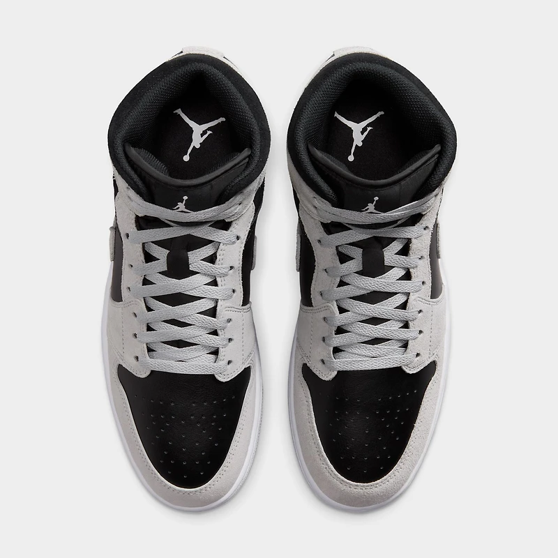 Jordan 1 Mid Gris Fumé Clair / Blanc - Noir