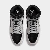Jordan 1 Mid Gris Fumé Clair / Blanc - Noir