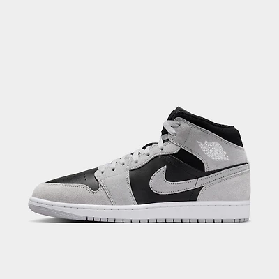 Jordan 1 Mid Gris Fumé Clair / Blanc - Noir
